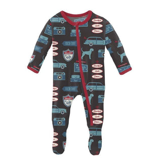 Boy's Print Bamboo Footie with Zipper - Midnight on the Road Baby & Toddler Sleepwear