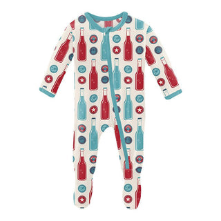 Boy's Print Bamboo Footie with Zipper - Natural Soda Pop Baby & Toddler Sleepwear