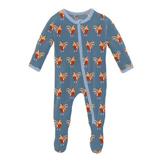 Boy's Print Bamboo Footie with Zipper - Parisian Rooster (15ANV) Baby & Toddler Sleepwear