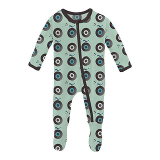 Boy's Print Bamboo Footie with Zipper - Pistachio Record Birds Baby & Toddler Sleepwear