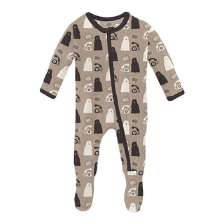 Boy's Print Bamboo Footie with Zipper - Popsicle Stick Telephone and Dog KicKee Pants