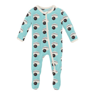 KicKee Pants Boy's Print Footie with Zipper - Summer Sky Bowling