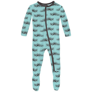 Boy's Print Bamboo Footie with Zipper - Summer Sky Hot Rod Baby & Toddler Sleepwear