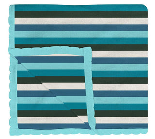 KicKee Pants Boys Print Knitted Toddler Blanket, Ice Multi Stripe - One Size