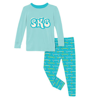 KicKee Pants Boy's Print Long Sleeve Graphic Tee Pajama Set - Confetti Skateboard | Stylish Sleepies offer designs that make bedtime beautiful.