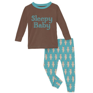 KicKee Pants Boys Print Long Sleeve Graphic Tee Pajama Set - Glacier Baby Doll | Stylish Sleepies offer designs that make bedtime beautiful.