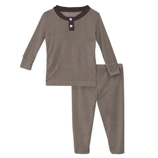 Boy's Print Bamboo Long Sleeve Henley Pajama Set - Herringbone Baby & Toddler Sleepwear