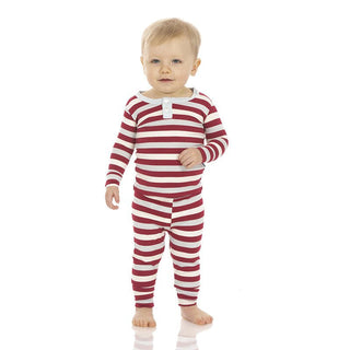 Boy's Print Bamboo Long Sleeve Henley Pajama Set - Playground Stripe Baby & Toddler Sleepwear