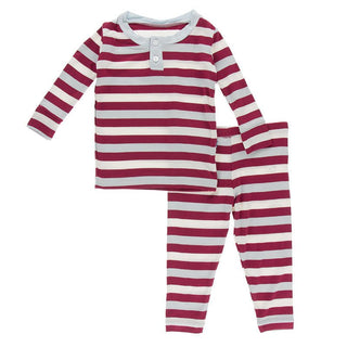 KicKee Pants Boys Print Long Sleeve Henley Pajama Set - Playground Stripe | Stylish Sleepies offer designs that make bedtime beautiful.