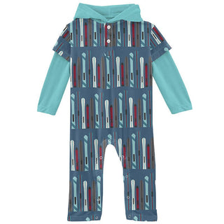 Boy's Print Bamboo Long Sleeve Hoodie Romper - Twilight Skis Baby One-Pieces