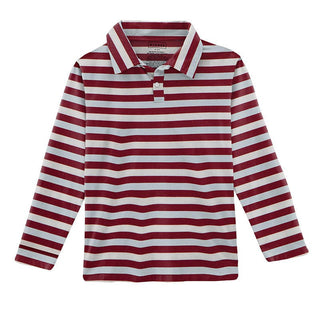 Boy's Print Bamboo Long Sleeve Luxe Jersey Polo Shirt, Playground Stripe Baby & Toddler Tops