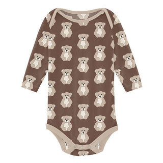 KicKee Pants Boys Print Long Sleeve One Piece - Cocoa Teddy Bear