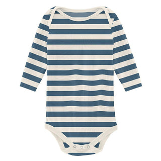 Boy's Print Bamboo Long Sleeve One Piece - Nautical Stripe Baby One-Pieces