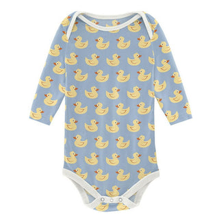 Boy's Print Bamboo Long Sleeve One Piece - Pond Rubber Ducks Baby One-Pieces