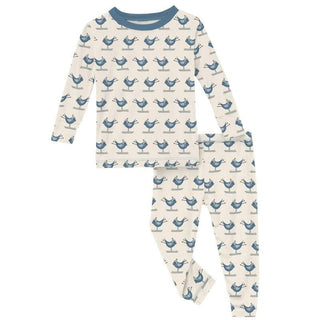 KicKee Pants Boy's Print Long Sleeve Pajama Set - Natural Ski Birds | Stylish Sleepies offer designs that make bedtime beautiful.