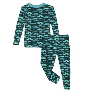 Boy's Print Bamboo Long Sleeve Pajama Set - Pine Mustaches Baby & Toddler Sleepwear