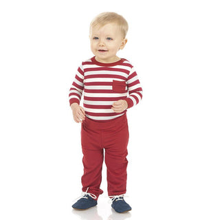 Boy's Print Bamboo Long Sleeve Pocket One Piece and Pant Outfit Set - Playground Stripe Baby & Toddler Outfits