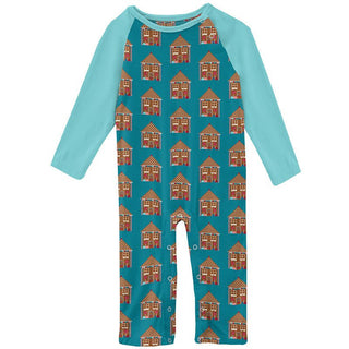 Boy's Print Bamboo Long Sleeve Raglan Romper - Bay Gingerbread Baby One-Pieces