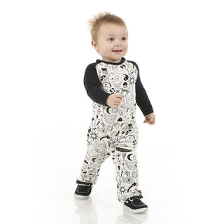 KicKee Pants Boys Print Long Sleeve Raglan Romper - Doodles