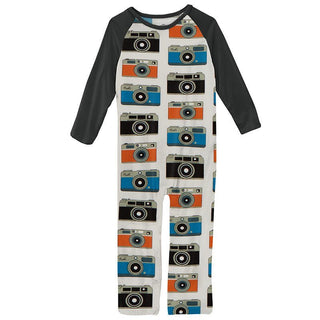 Boy's Print Bamboo Long Sleeve Raglan Romper - Mom's Camera Baby One-Pieces