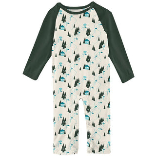 Boy's Print Bamboo Long Sleeve Raglan Romper - Natural Chairlift Baby One-Pieces