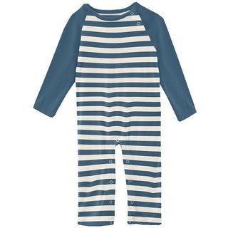 Boy's Print Bamboo Long Sleeve Raglan Romper - Nautical Stripe Baby One-Pieces