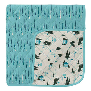 KicKee Pants Boys Print Quilted Toddler Blanket, Iceberg Icicles and Natural Chairlift - One Size