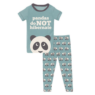 Boy's Print Bamboo Short Sleeve Graphic Tee Pajama Set - Jade Panda Baby & Toddler Sleepwear