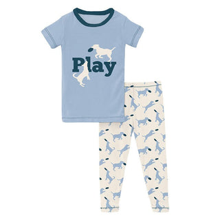 KicKee Pants Boy's Print Short Sleeve Graphic Tee Pajama Set - Natural Frisbee Labs | Stylish Sleepies offer designs that make bedtime beautiful.