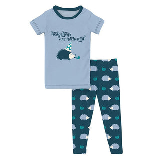 KicKee Pants Boy's Print Short Sleeve Graphic Tee Pajama Set - Peacock Hedgehog | Stylish Sleepies offer designs that make bedtime beautiful.