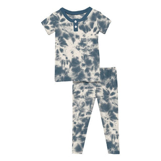 KicKee Pants Boy's Print Short Sleeve Henley Pajama Set - Deep Sea Tie Dye | Stylish Sleepies offer designs that make bedtime beautiful.