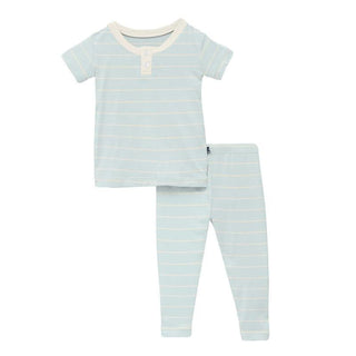 Boy's Print Bamboo Short Sleeve Henley Pajama Set - Fresh Air Road Trip Stripe Baby & Toddler Sleepwear