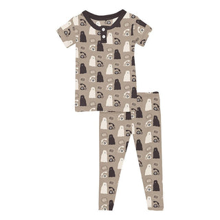 Boy's Print Bamboo Short Sleeve Henley Pajama Set - Popsicle Stick Telephone and Dog Baby & Toddler Sleepwear