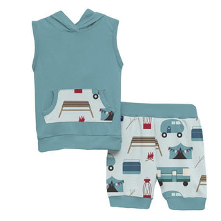 KicKee Pants Boys Print Short Sleeve Hoodie Tank Outfit Set - Fresh Air Camping