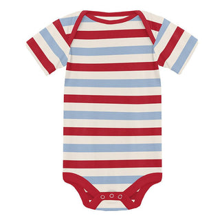 Boy's Print Bamboo Short Sleeve One Piece - Anniversary Balloon Stripe KicKee Pants