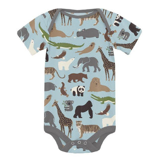 KicKee Pants Boy's Print Short Sleeve One Piece - Spring Sky Zoo