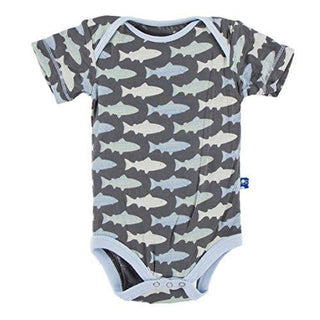 KicKee Pants Boy's Print Short Sleeve One Piece - Stone Trout