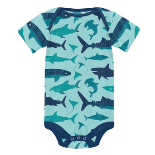 KicKee Pants Boy's Print Short Sleeve One Piece - Summer Sky Shark Week