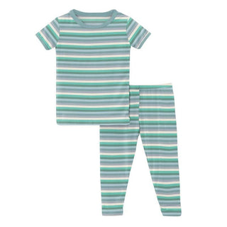 KicKee Pants Boys Print Short Sleeve Pajama Set - April Showers Stripe | Stylish Sleepies offer designs that make bedtime beautiful.