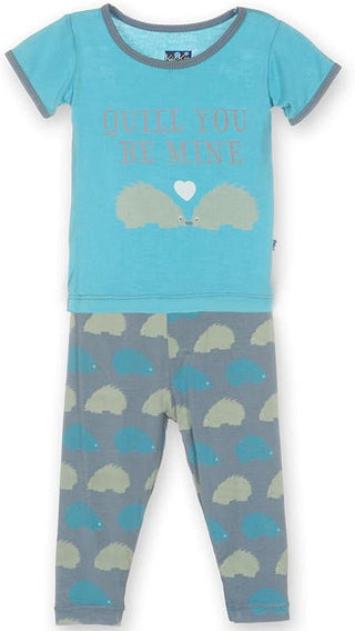 Boy's Print Bamboo Short Sleeve Pajama Set - Dusty Sky Porcupine Baby & Toddler Sleepwear