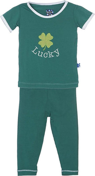 Boy's Print Bamboo Short Sleeve Pajama Set - Shady Glade Lucky Clover Baby & Toddler Sleepwear