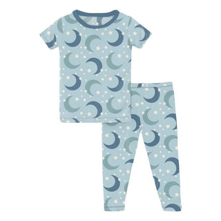 Boy's Print Bamboo Short Sleeve Pajama Set - Spring Sky Moon and Stars Baby & Toddler Sleepwear