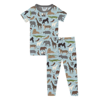 Boy's Print Bamboo Short Sleeve Pajama Set - Spring Sky Zoo Baby & Toddler Sleepwear