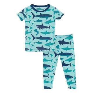 Boy's Print Bamboo Short Sleeve Pajama Set - Summer Sky Shark Week Baby & Toddler Sleepwear