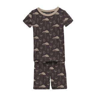 KicKee Pants Boy's Print Short Sleeve Pajama Set with Shorts - Midnight Mushrooms | Stylish Sleepies offer designs that make bedtime beautiful.