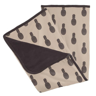 Boy's Print Bamboo Stroller Blanket, Burlap Pineapples - One Size Swaddling & Receiving Blankets