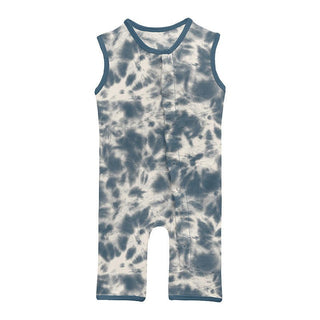 KicKee Pants Boy's Print Tank Romper - Deep Sea Tie Dye