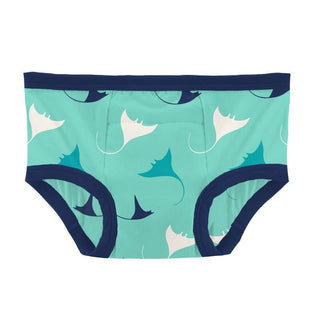 Boy's Print Bamboo Training Pants Set - Flag Blue Sharky & Glass Manta Ray Potty Training