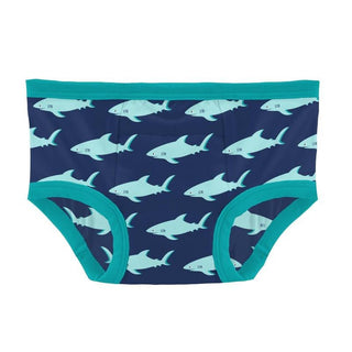 Boy's Print Bamboo Training Pants Set - Flag Blue Sharky & Glass Manta Ray Potty Training