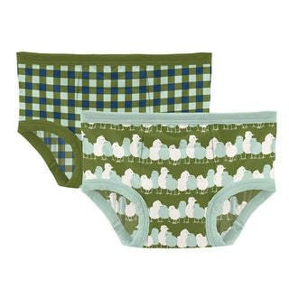 Boy's Print Training Pants Set - Moss Chicks and Moss Gingham Potty Training